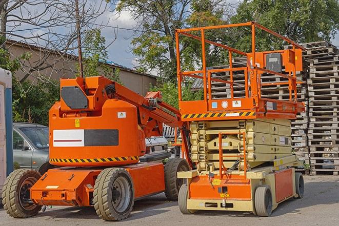 warehouse worker operating a heavy-duty forklift in Corte Madera, CA